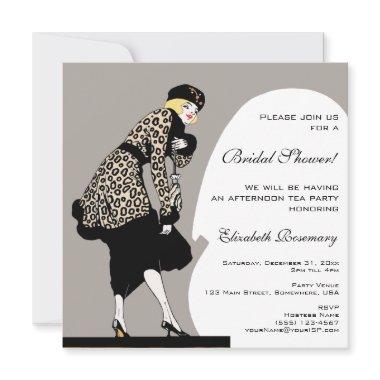 Vintage  Art Deco Woman Leopard