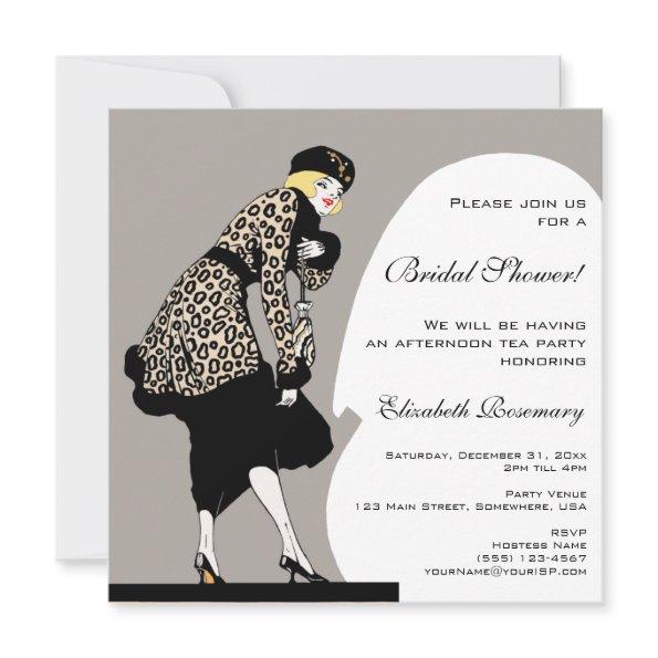 Vintage  Art Deco Woman Leopard