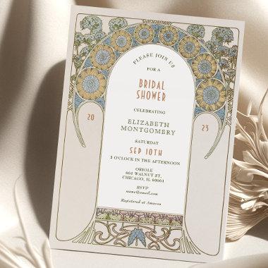 Vintage Bridal Shower Invitations Art Nouveau Deco