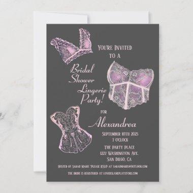Vintage Bridal Shower Lingerie Party Invitations