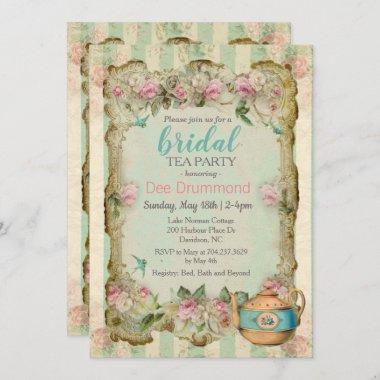 Vintage Bridal Shower Tea Party Invitations