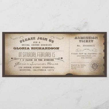vintage bridal shower ticket typography design Invitations