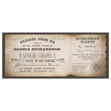 vintage bridal shower ticket typography design Invitations