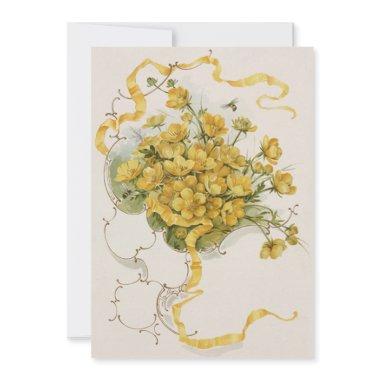 Vintage Bridal Shower Vintage Yellow Flower Floral Invitations