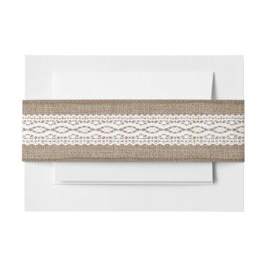 Vintage Burlap & Lace Invitations Belly Band