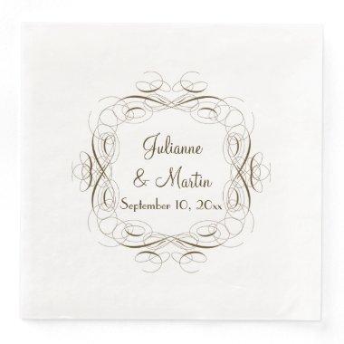Vintage Calligraphy Swirl Elegant  Paper Dinner Napkins