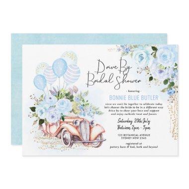 Vintage Car Blue Floral Drive By