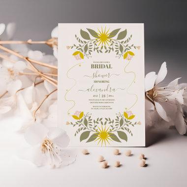 Vintage Celestial Botanical Bridal Shower Invitations