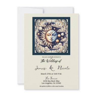 Vintage Celestial Half Sun & Moon Cream Beige