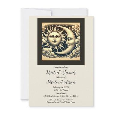 Vintage Celestial Sun & Moon Bridal Shower Invitations