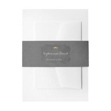 Vintage Chalk Gold Wedding Invitations Belly Band