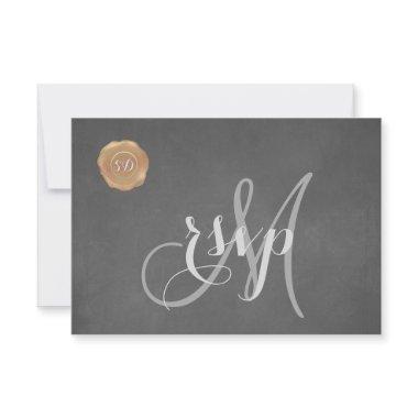 Vintage Chalk Old Wax Seal Monogram Wedding RSVP