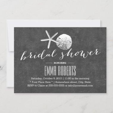 Vintage Chalkboard Beach Theme Bridal Shower Invitations