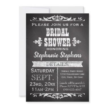 Vintage Chalkboard Bridal Shower Invitations