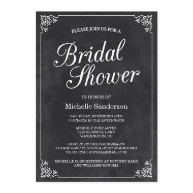 Vintage Chalkboard Bridal Shower Invitations