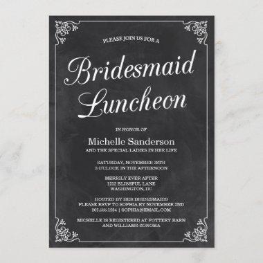 Vintage Chalkboard Bridal Shower Luncheon Invitations