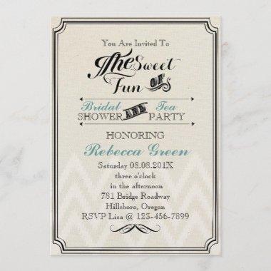 vintage Chalkboard bridal shower tea party Invitations