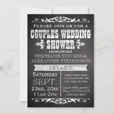 Vintage Chalkboard Couples Wedding Shower Invitations