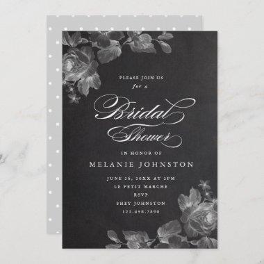 Vintage chalkboard floral bridal shower Invitations