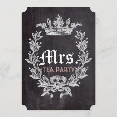 vintage Chalkboard Mrs bridal shower tea party Invitations