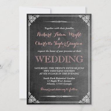 Vintage Chalkboard Victorian Wedding Invitations
