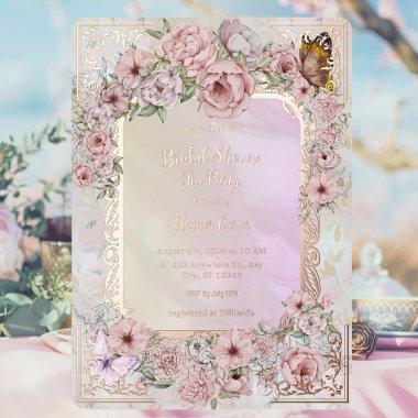 Vintage Champagne Peony  Tea Party Foil