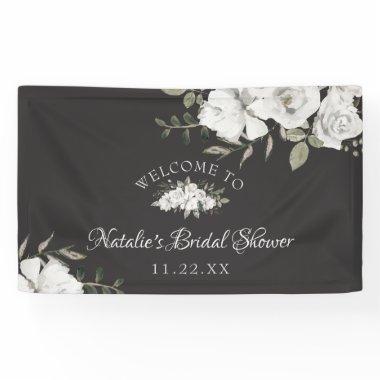Vintage Cherish White Floral Bridal Shower Welcome Banner
