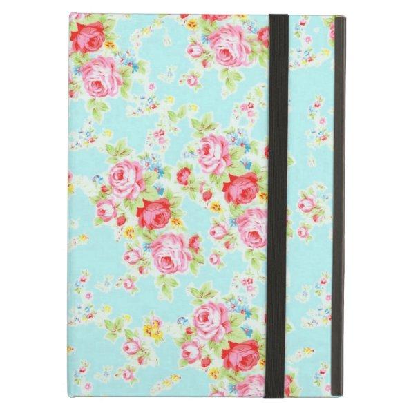 Vintage chic floral roses blue shabby rose flowers iPad air cover