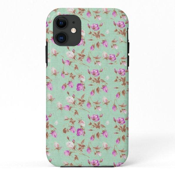 Vintage chic floral roses shabby rose flowers iPhone 11 case