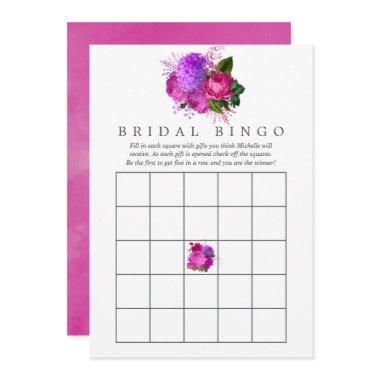 Vintage Chic Fuchsia & Purple Bridal Shower Bingo Invitations