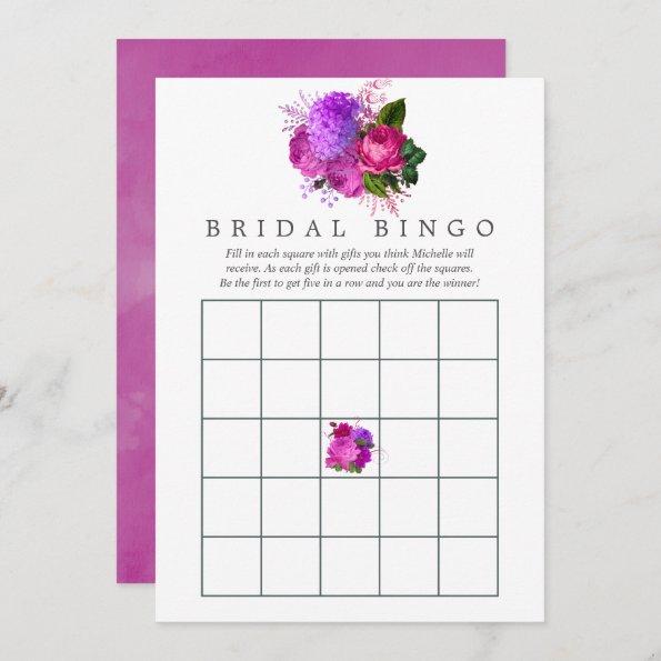Vintage Chic Fuchsia & Purple Bridal Shower Bingo Invitations