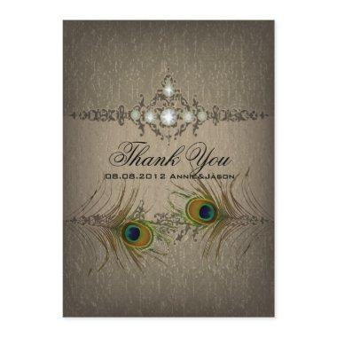 Vintage chic peacock wedding Thank you Invitations