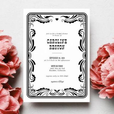 Vintage Chic Western Cowgirl Country Bridal Shower Invitations