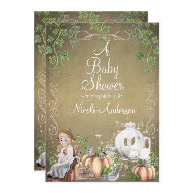 Vintage Cinderella Storybook Fairytale Baby Shower Invitations