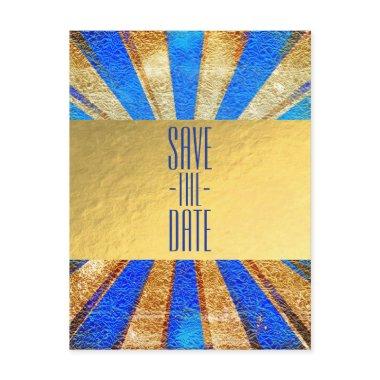 Vintage Circus Carnival Royal Blue Gold Foil Party Announcement Post