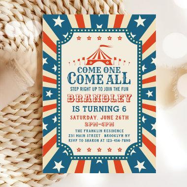 Vintage Circus Party Carnival Party Birthday Invitations