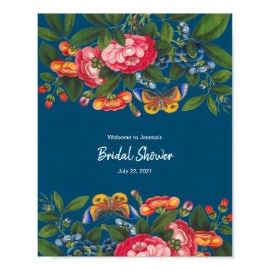 Vintage Colorful Peony Butterfly  Poster