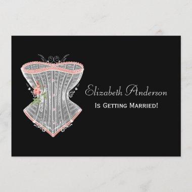 Vintage Corset Personal Lingerie Bridal Shower Invitations