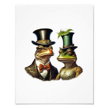 Vintage Cottagecore Cute Victorian Frog Couple Art Photo Print
