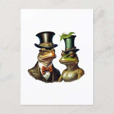 Vintage Cottagecore Cute Victorian Frog Couple Art PostInvitations