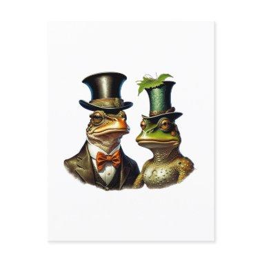 Vintage Cottagecore Cute Victorian Frog Couple Art PostInvitations