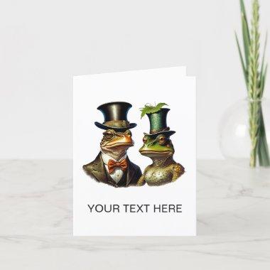 Vintage Cottagecore Cute Victorian Frog Couple Art Thank You Invitations