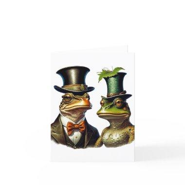 Vintage Cottagecore Cute Victorian Frog Couple Art Thank You