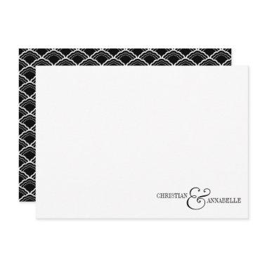Vintage Couple Black Scallop Wedding Stationery Note