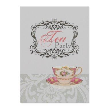 vintage damask bridal shower tea party Invitations