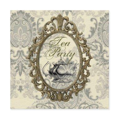 Vintage Damask Bridal Shower Tea Party Invitations