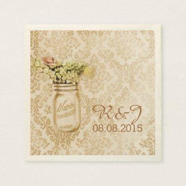 vintage damask western floral mason jar wedding paper napkins