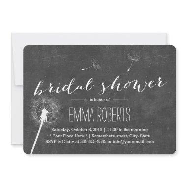 Vintage Dandelion Chalkboard Bridal Shower Invitations