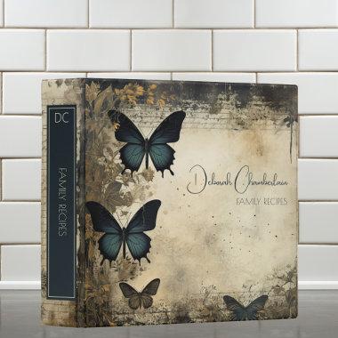 Vintage Dark Butterflies Family Recipes 3 Ring Binder