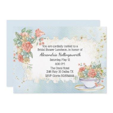 Vintage Distressed Floral Bridal Shower Invitations